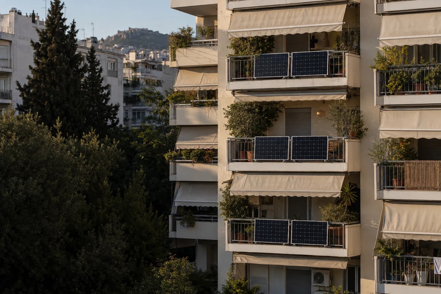 Kit ηλιακής KATHENERA σε μπαλκόνι διαμερίσματος στην Ελλάδα